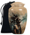 Tribe Man Theme Large Urn 10 Inch