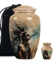 Tribe Man Theme Large Urn With 1 Keepsake Urn