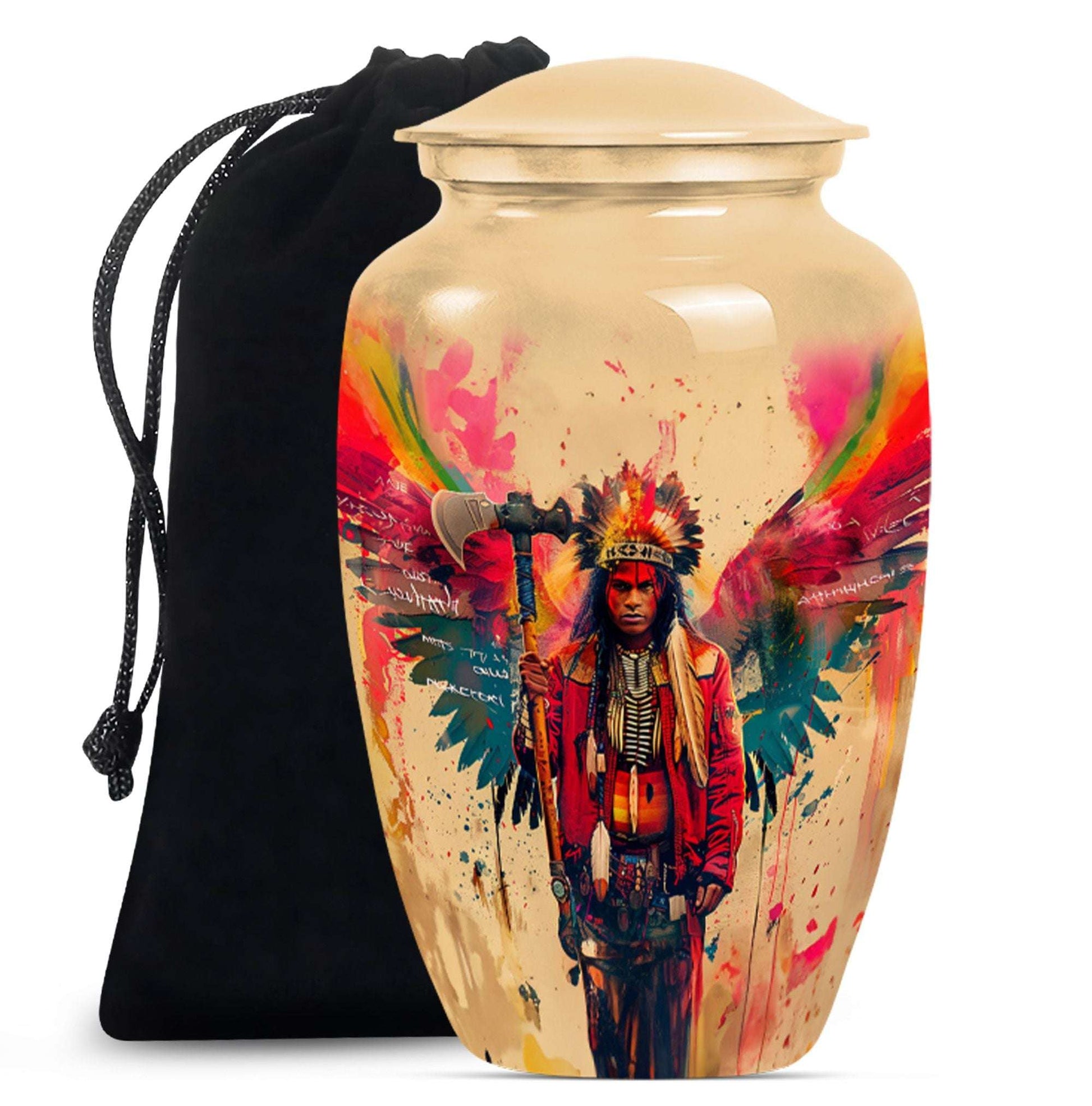 Tribe Man Theme Large Urn 10 Inch