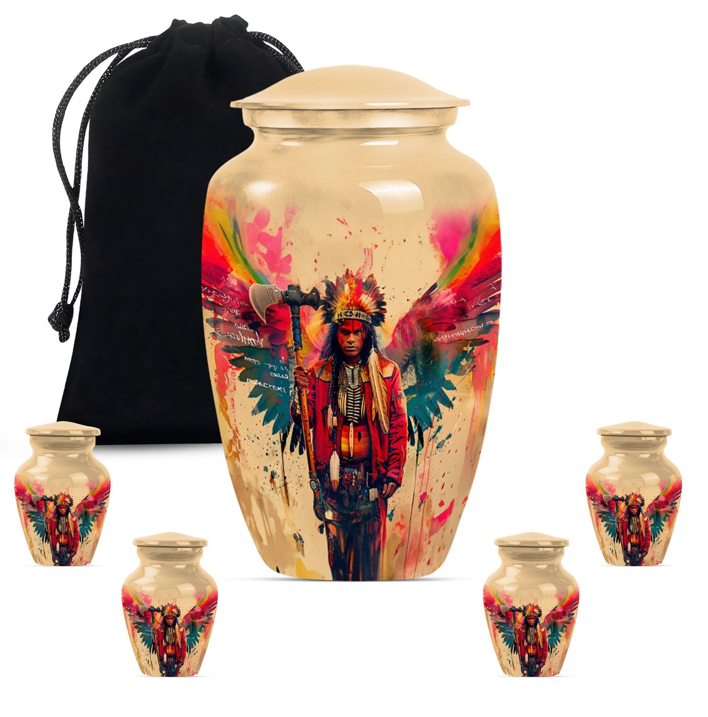 10-inch Tribe Man Urn, Classic memorial ash urn.