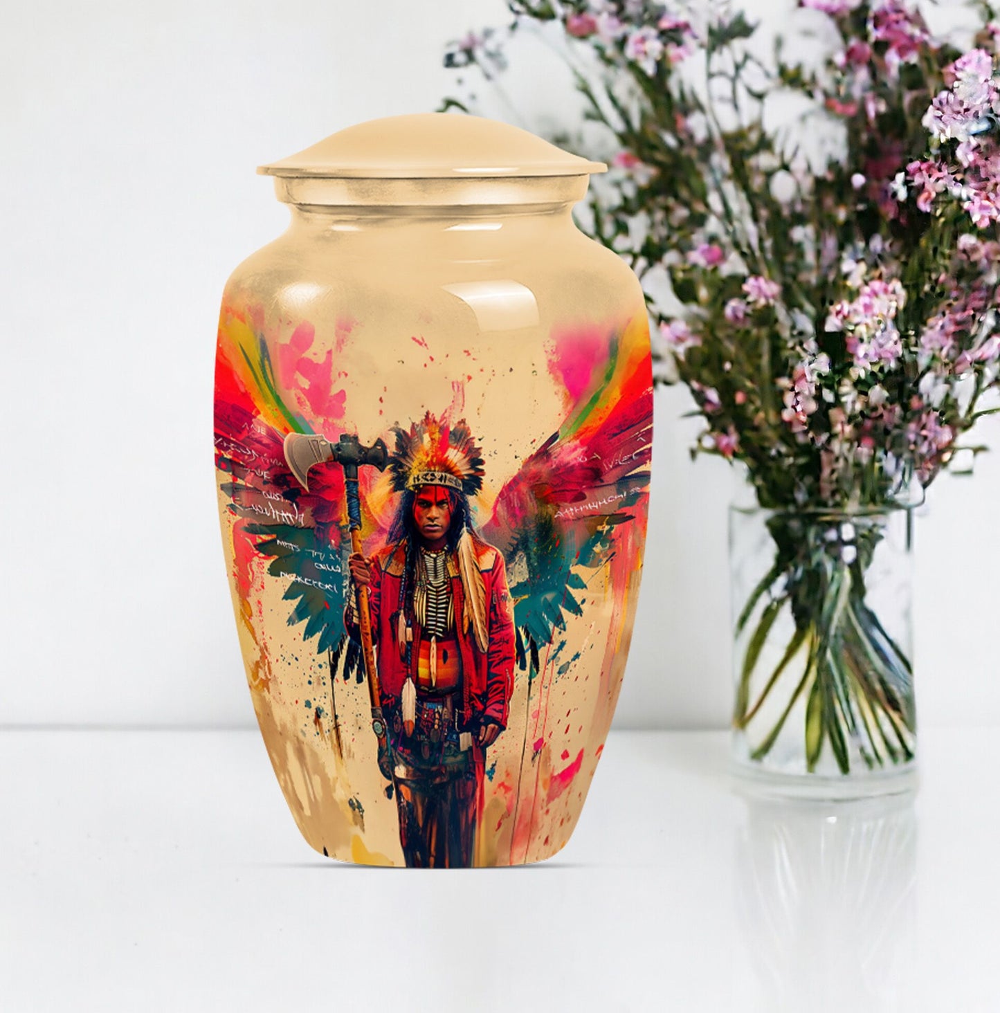 10-inch Tribe Man Urn, Classic memorial ash urn.