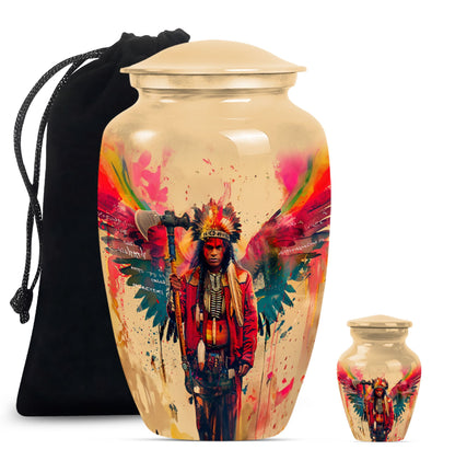 10-inch Tribe Man Urn, Classic memorial ash urn.