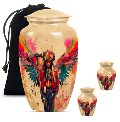 10-inch Tribe Man Urn, Classic memorial ash urn.