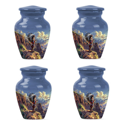 10 Inch Classic Tribe Man Urn with Wolf Howling theme.