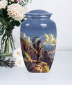 10 Inch Classic Tribe Man Urn with Wolf Howling theme.