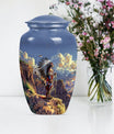10 Inch Classic Tribe Man Urn with Wolf Howling theme.