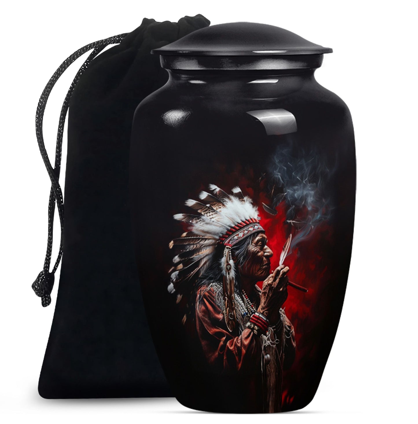 Personalized Native American Keepsake Urn for Human Ashes - 10-inch, 200 cu in - Yatskia