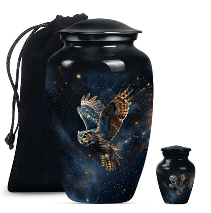Owl Theme Large Urn With 1 Keepsake Urn