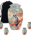 Owl Theme Large Urn With 4 Keepsake Urn