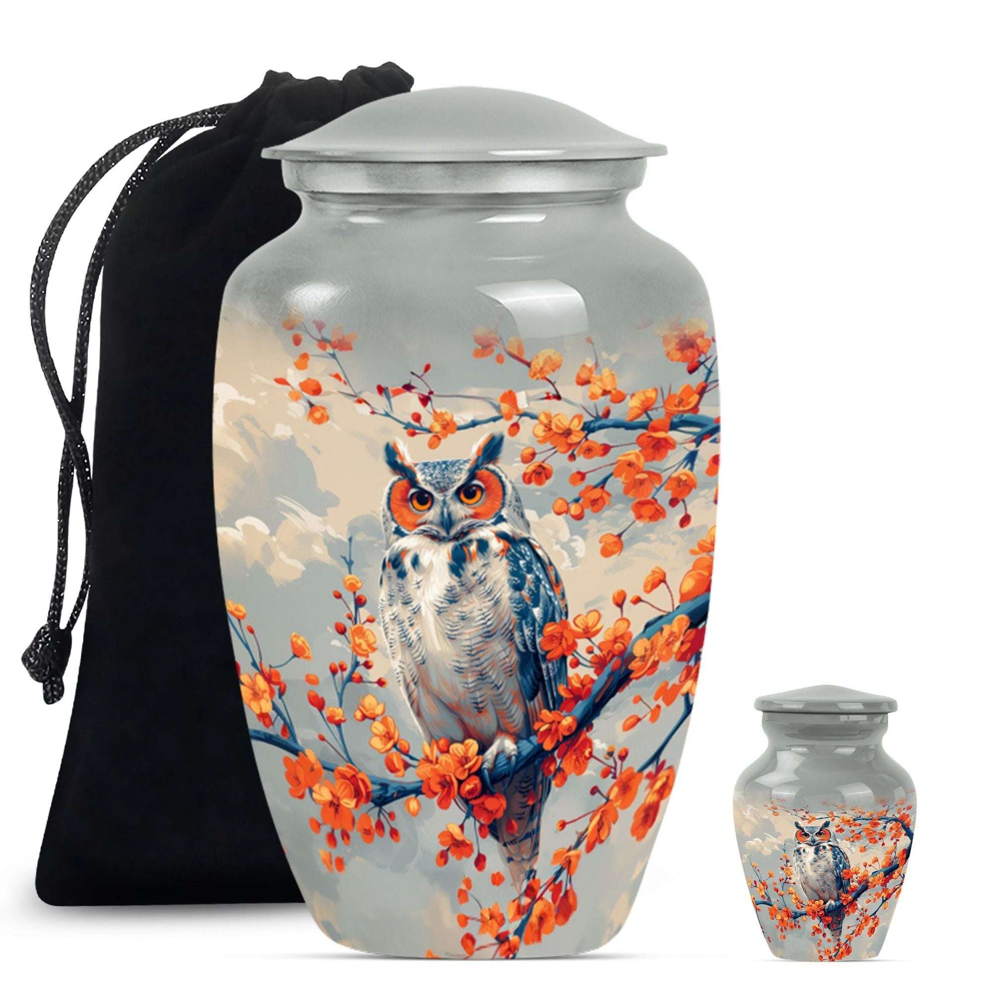 Owl Theme Large Urn With 1 Keepsake Urn