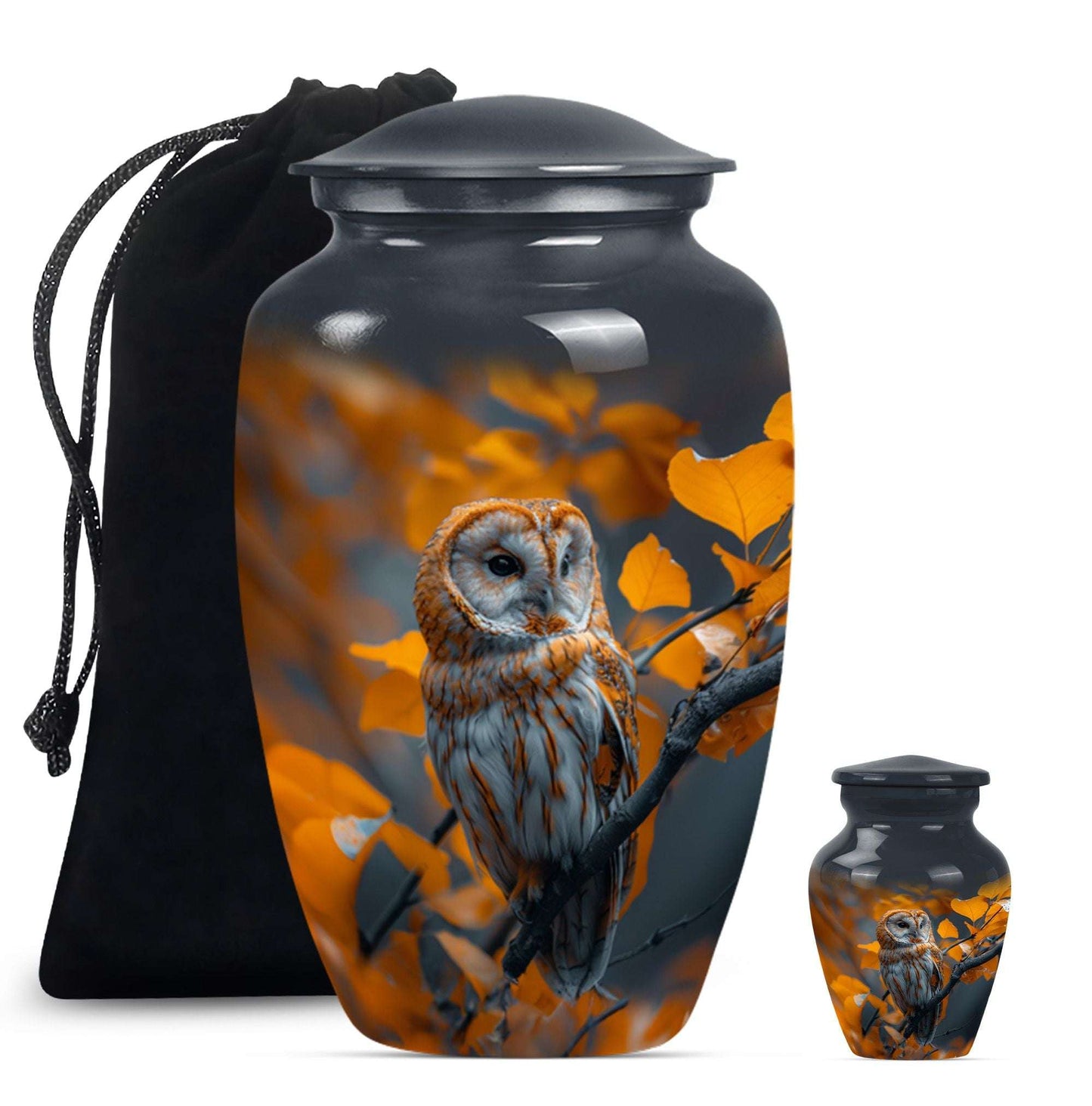 Owl Theme Large Urn With 1 Keepsake Urn