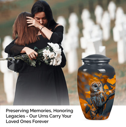 owl urn with wolf howling 