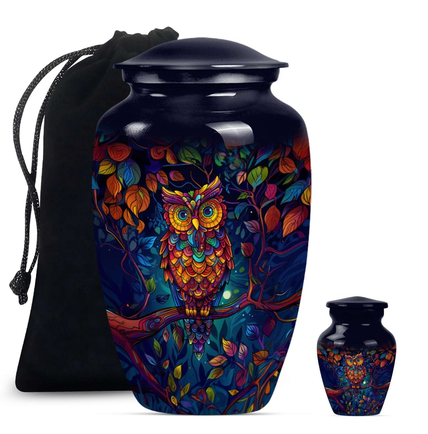 Owl Theme Large Urn With 1 Keepsake Urn