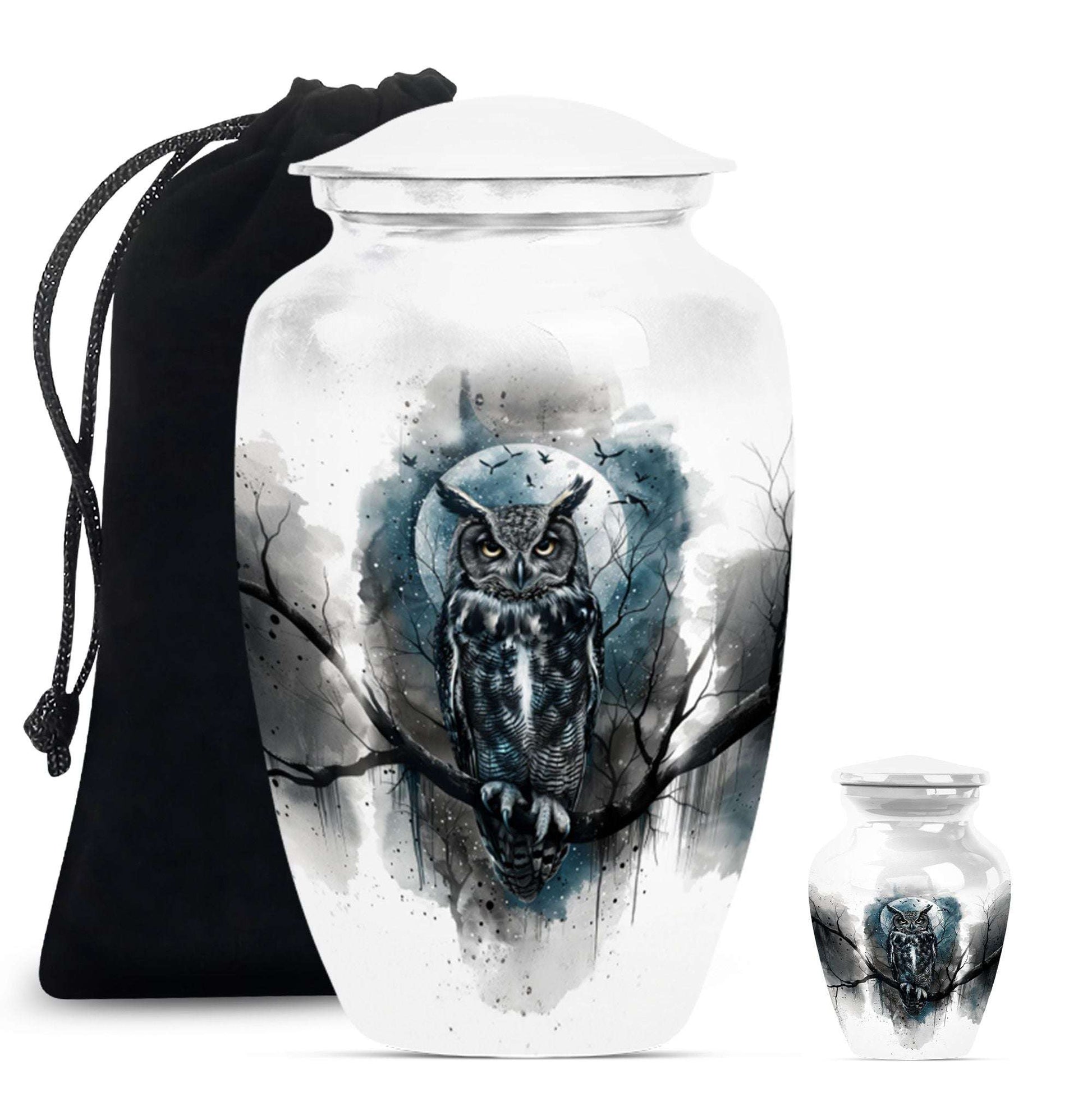 Owl Theme Large Urn With 1 Keepsake Urn
