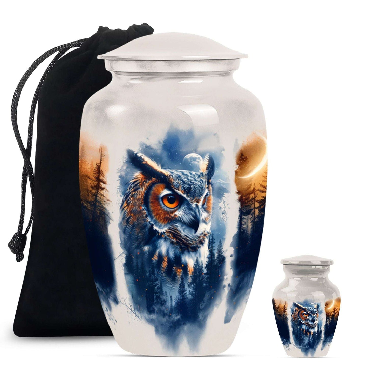 Owl Theme Large Urn With 1 Keepsake Urn
