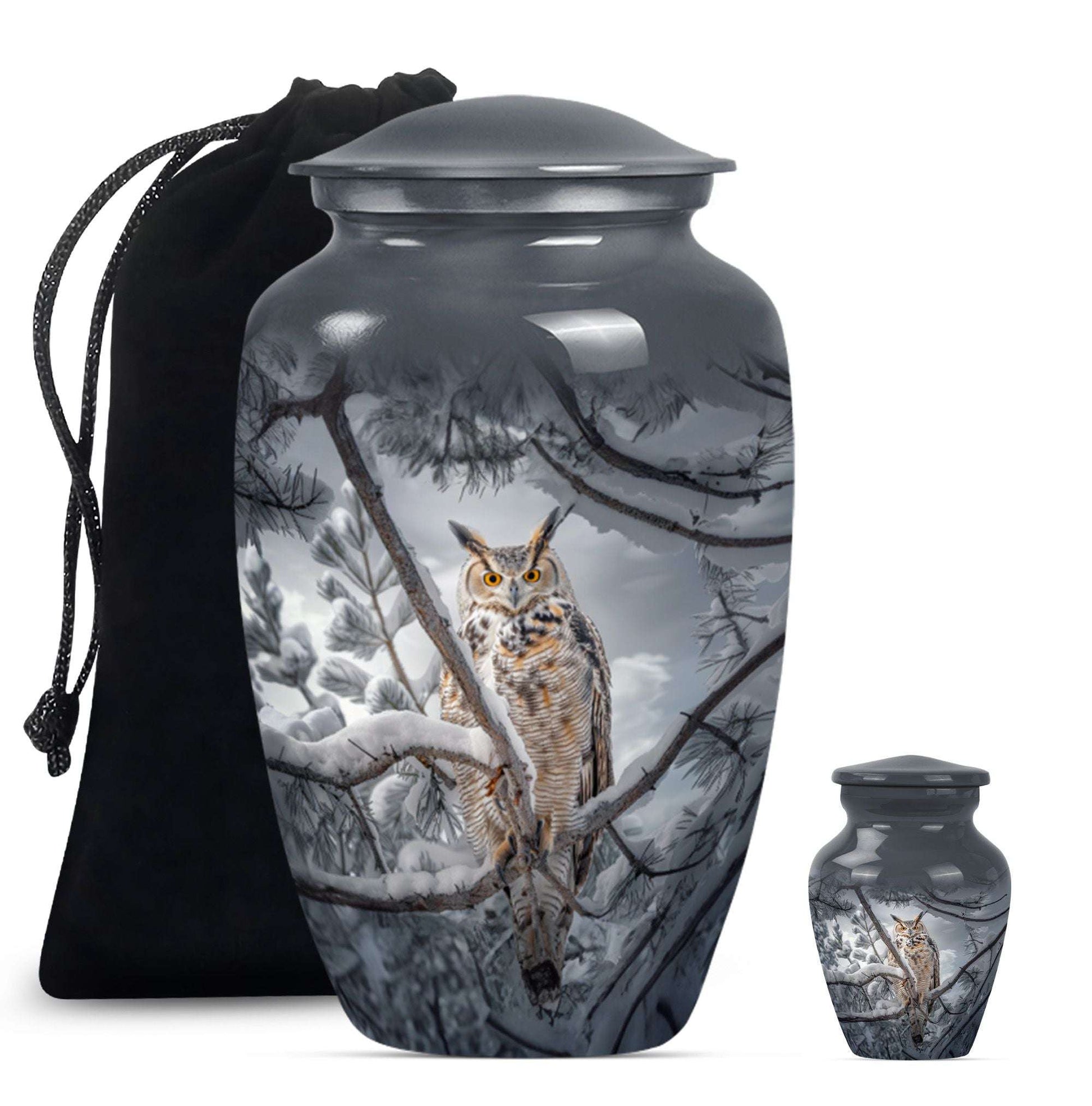 Owl Theme Large Urn With 1 Keepsake Urn