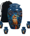 Owl Theme Large Urn With 4 Keepsake Urn