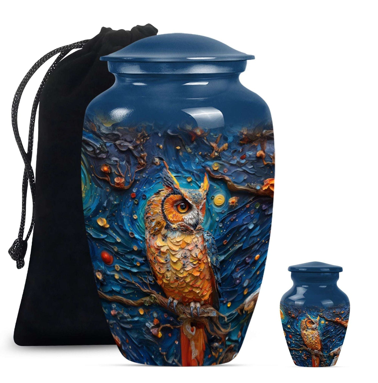 Owl Theme Large Urn With 1 Keepsake Urn