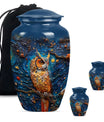 Owl Theme Large Urn With 2 Keepsake Urn