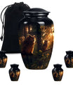 Owl Theme Large Urn With 4 Keepsake Urn