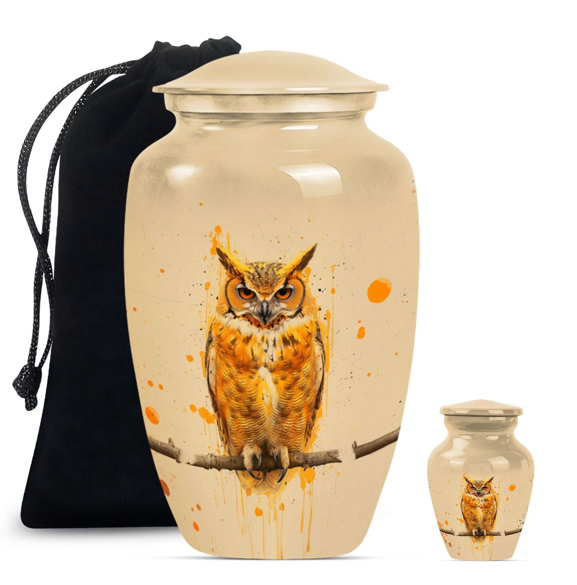 Owl Theme Large Urn With 1 Keepsake Urn