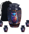 Owl Theme Large Urn With 4 Keepsake Urn