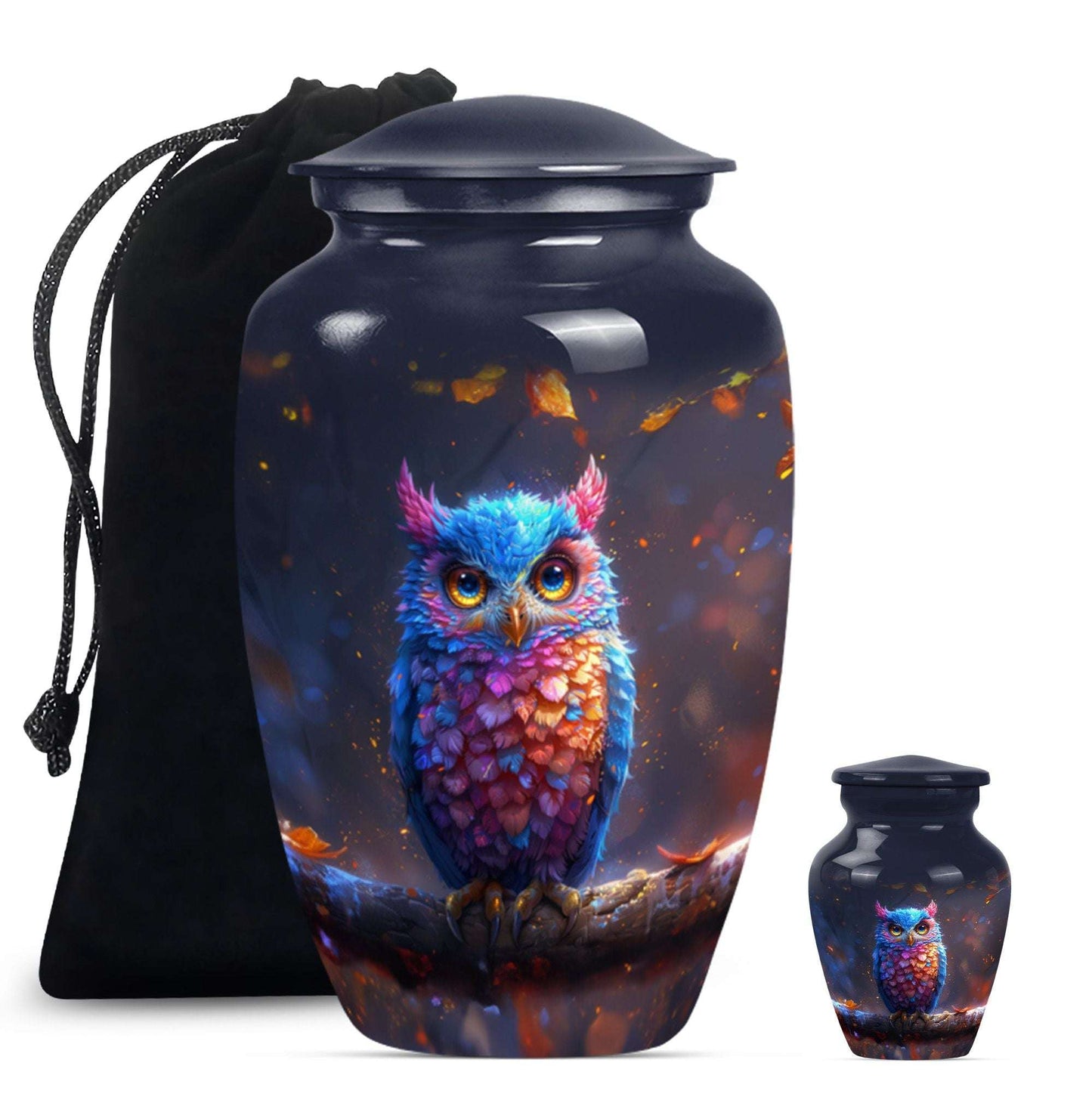 Owl Theme Large Urn With 1 Keepsake Urn