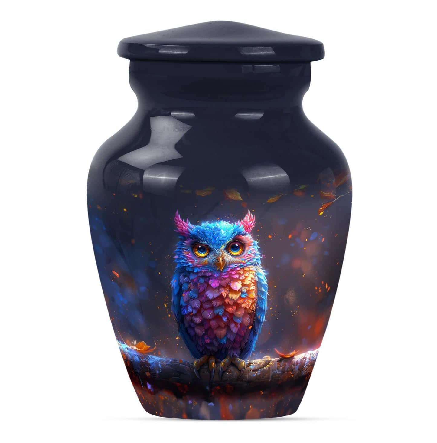  owl urn and velvet pouch, memorial urn for women,