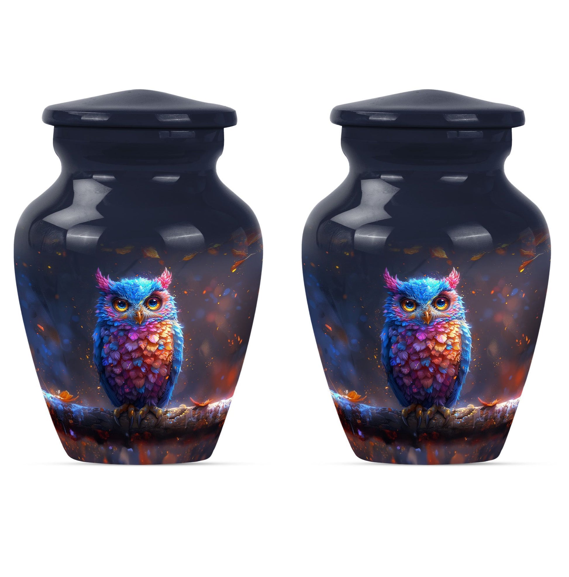  owl urn and velvet pouch, memorial urn for women,