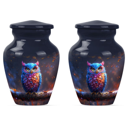  owl urn and velvet pouch, memorial urn for women,