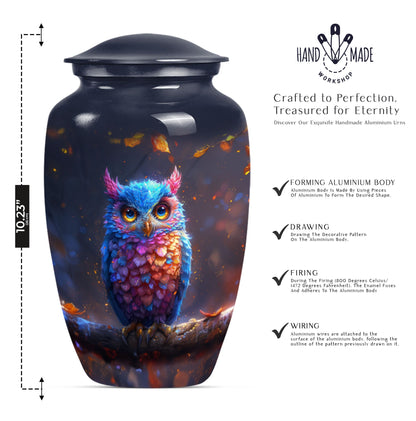  owl urn and velvet pouch, memorial urn for women,