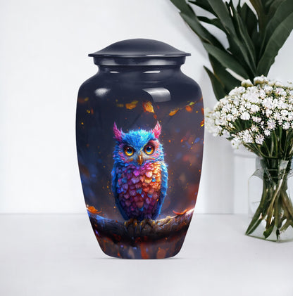  owl urn and velvet pouch, memorial urn for women,