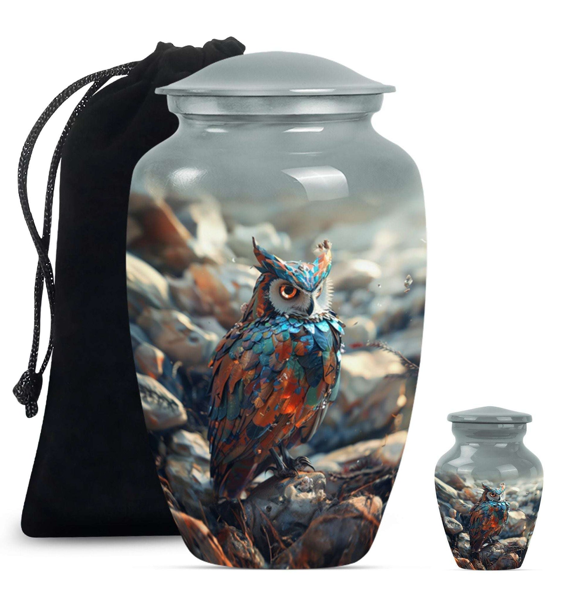 Owl Theme Large Urn With 1 Keepsake Urn