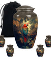 Macaw Parrot Theme Large Urn With 4 Keepsake Urn