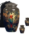 Macaw Parrot Theme Large Urn With 2 Keepsake Urn