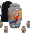 Macaw Parrot Theme Large Urn With 4 Keepsake Urn