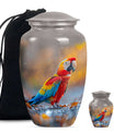 Macaw Parrot Theme Large Urn With 1 Keepsake Urn