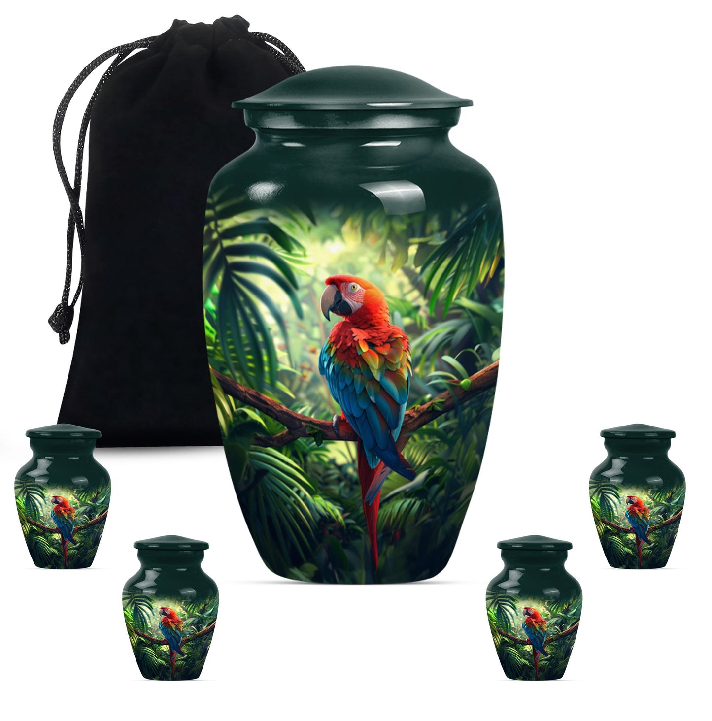 10-inch Macaw parrot style large classic urn for human ashes