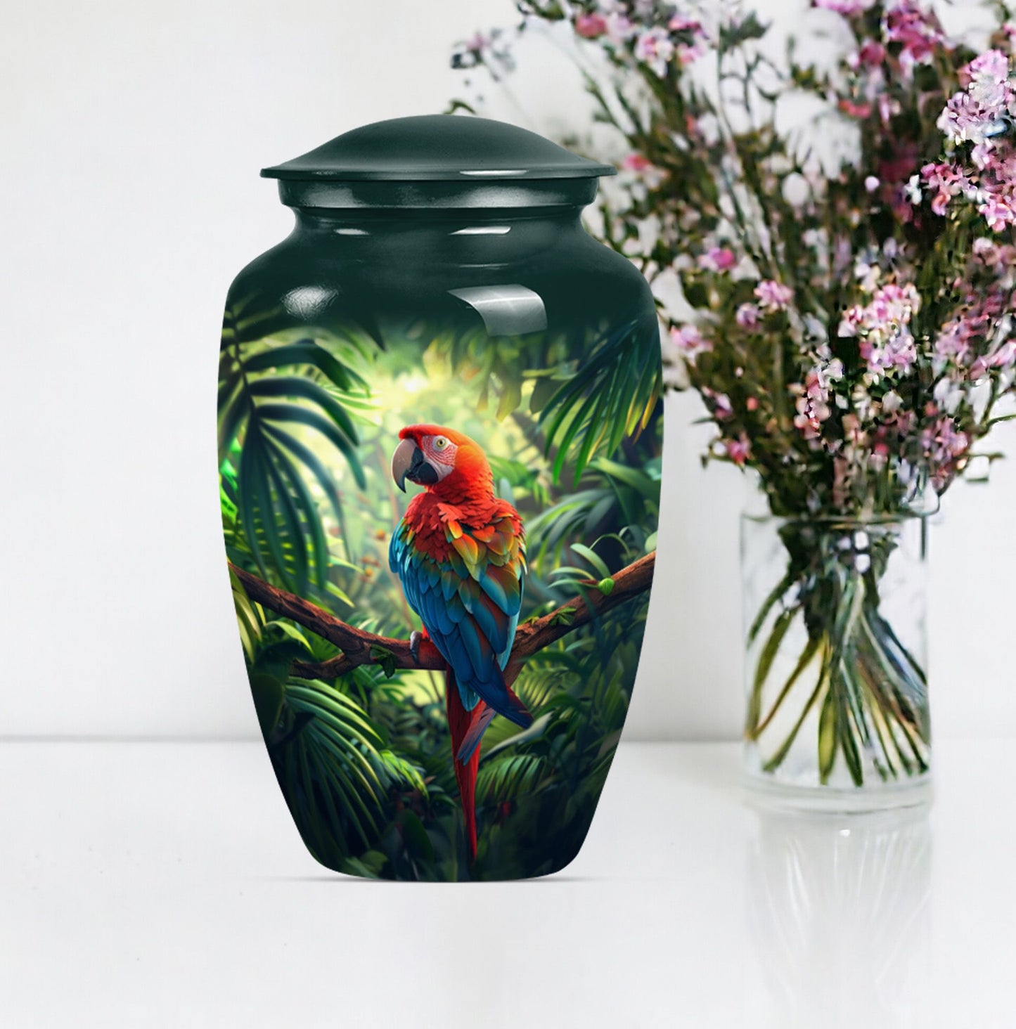10-inch Macaw parrot style large classic urn for human ashes