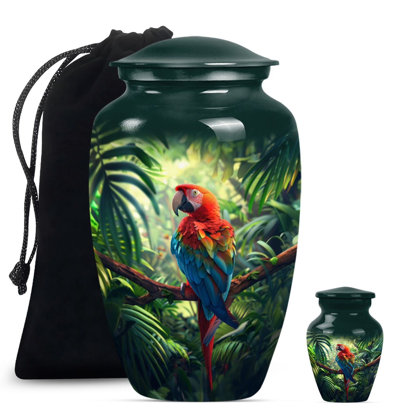 10-inch Macaw parrot style large classic urn for human ashes
