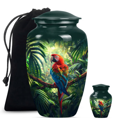 10-inch Macaw parrot style large classic urn for human ashes