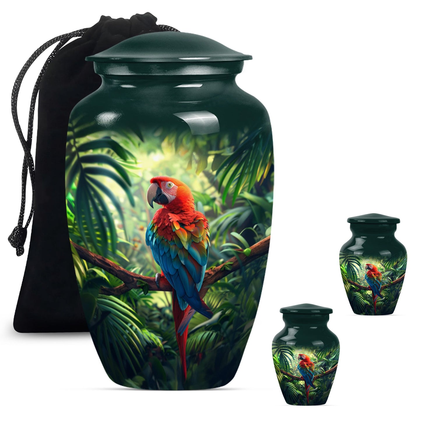 10-inch Macaw parrot style large classic urn for human ashes