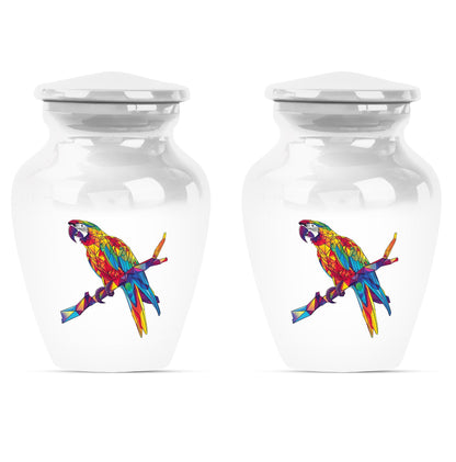 Macaw parrot-themed classic urn for ashes