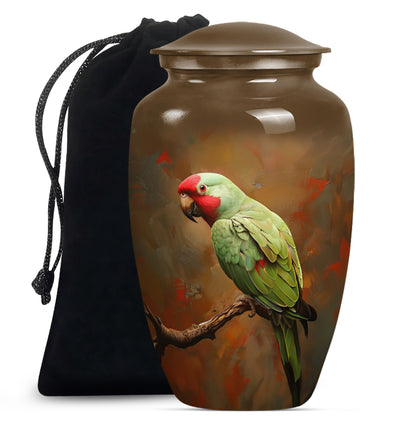  Macaw Parrot Urn with Wolf Howling 