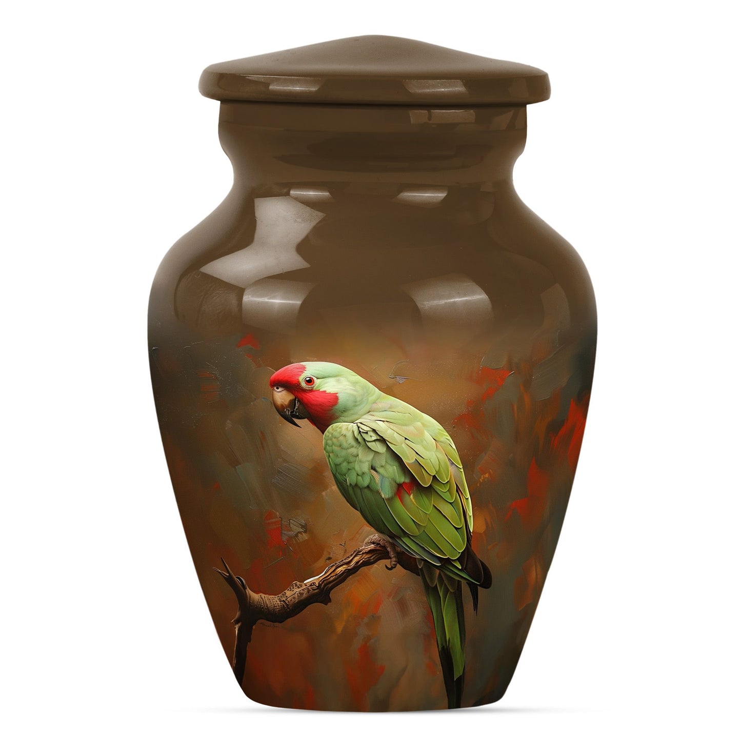  Macaw Parrot Urn with Wolf Howling 