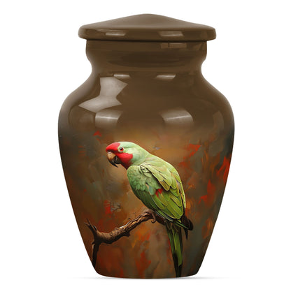  Macaw Parrot Urn with Wolf Howling 
