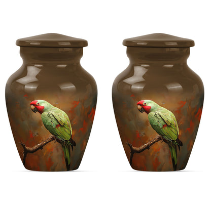  Macaw Parrot Urn with Wolf Howling 