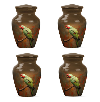  Macaw Parrot Urn with Wolf Howling 