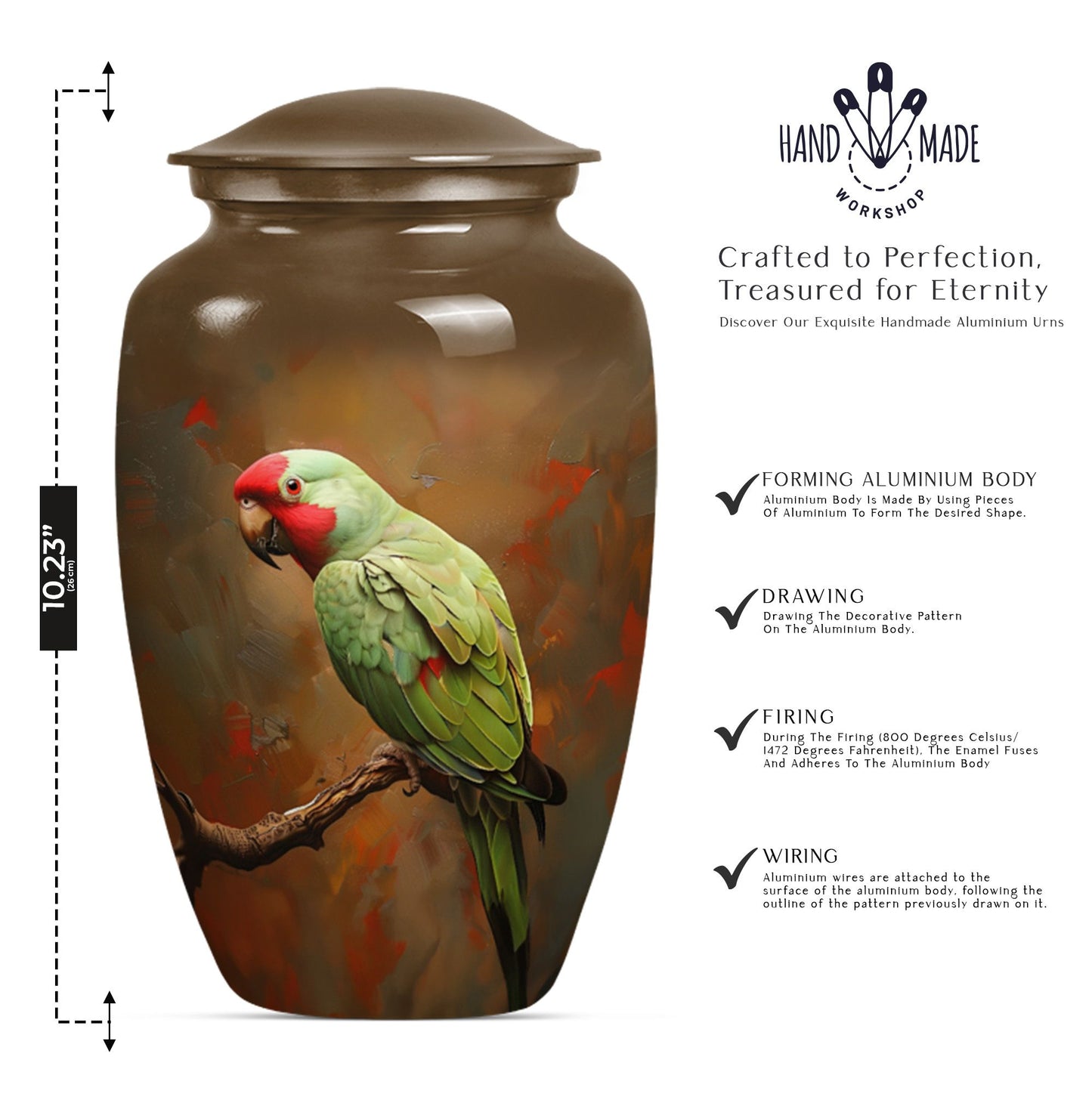  Macaw Parrot Urn with Wolf Howling 