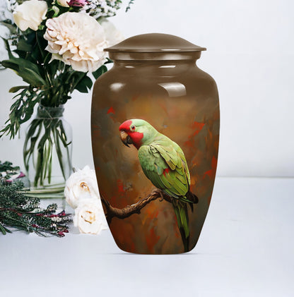  Macaw Parrot Urn with Wolf Howling 